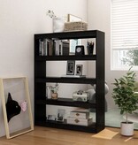 VidaXL Boekenkast/kamerscherm 100x30x135,5 cm massief grenenhout zwart
