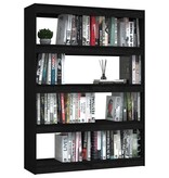 VidaXL Boekenkast/kamerscherm 100x30x135,5 cm massief grenenhout zwart