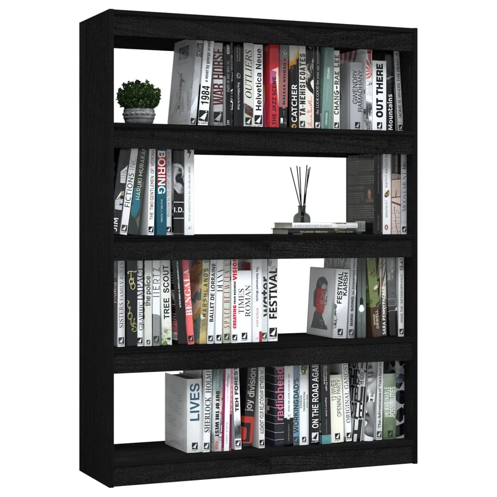 VidaXL Boekenkast/kamerscherm 100x30x135,5 cm massief grenenhout zwart