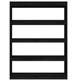 VidaXL Boekenkast/kamerscherm 100x30x135,5 cm massief grenenhout zwart