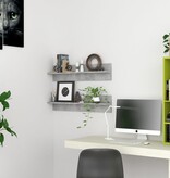 VidaXL Wandschappen 2 st 80x11,5x18 cm bewerkt hout betongrijs