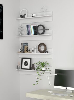 VidaXL Wandschappen 4 st 80x11,5x18 cm bewerkt hout wit