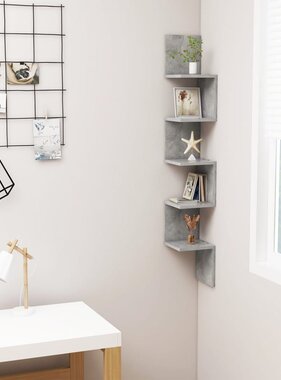 VidaXL Hoekwandschap 20x20x127,5 cm bewerkt hout betongrijs