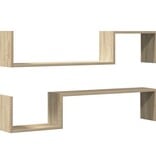 VidaXL Wandschappen 2 st 100x15x20 cm spaanplaat sonoma eikenkleurig