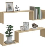 VidaXL Wandschappen 2 st 100x15x20 cm spaanplaat sonoma eikenkleurig