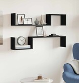 VidaXL Wandschappen 2 st 100x15x20 cm spaanplaat zwart