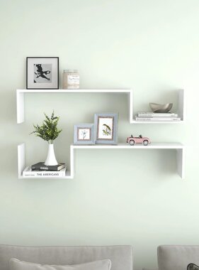 VidaXL Wandschappen 2 st 100x15x20 cm bewerkt hout wit