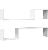 VidaXL Wandschappen 2 st 100x15x20 cm bewerkt hout wit