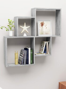 VidaXL Wandschap kubus 80x15x78,5 cm spaanplaat betongrijs