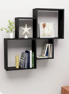 VidaXL Wandschap kubus 80x15x78,5 cm bewerkt hout zwart