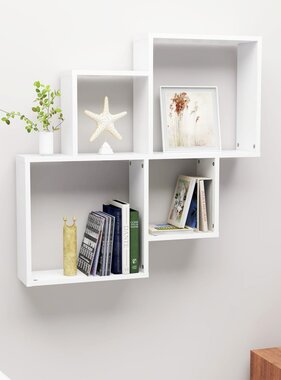 VidaXL Wandschap kubus 80x15x78,5 cm bewerkt hout wit