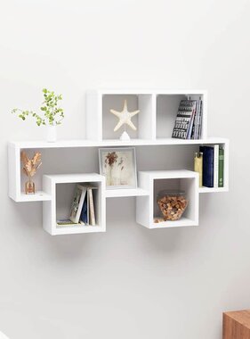 VidaXL Wandschap auto-vormig 82x15x51 cm spaanplaat wit