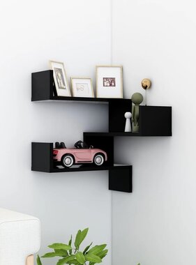 VidaXL Hoekwandschap 40x40x50 cm bewerkt hout zwart