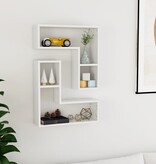 VidaXL Wandschappen 2 st 50x15x50 cm bewerkt hout hoogglans wit