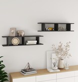 VidaXL Wandschappen 2 st 90x18x20 cm bewerkt hout hoogglans grijs