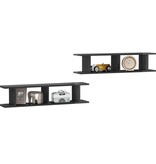 VidaXL Wandschappen 2 st 90x18x20 cm bewerkt hout hoogglans grijs