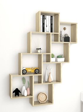 VidaXL Wandschap kubus 90x15x119 cm bewerkt hout sonoma eikenkleurig