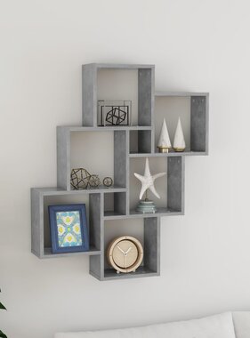 VidaXL Wandschap kubus 78x15x93 cm bewerkt hout betongrijs