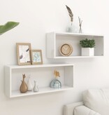 VidaXL Wandschappen kubus 2 st 60x15x23 cm spaanplaat hoogglans wit