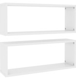 VidaXL Wandschappen kubus 2 st 60x15x23 cm spaanplaat hoogglans wit
