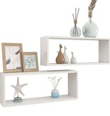 VidaXL Wandschappen kubus 2 st 60x15x23 cm spaanplaat hoogglans wit