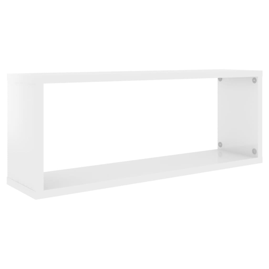 VidaXL Wandschappen kubus 2 st 60x15x23 cm spaanplaat hoogglans wit