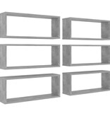 VidaXL Wandschappen kubus 6 st 60x15x23 cm bewerkt hout betongrijs