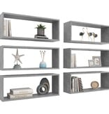 VidaXL Wandschappen kubus 6 st 60x15x23 cm bewerkt hout betongrijs