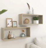 VidaXL Wandschappen kubus 2 st 60x15x23 cm spaanplaat sonoma eiken