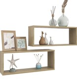 VidaXL Wandschappen kubus 2 st 60x15x23 cm spaanplaat sonoma eiken