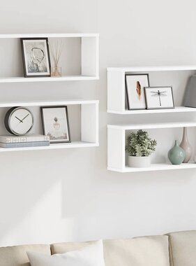 VidaXL Wandschappen kubus 4 st 60x15x23 cm spaanplaat wit