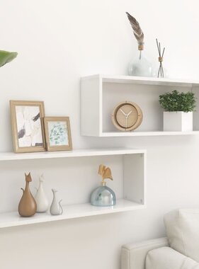 VidaXL Wandschappen kubus 2 st 60x15x23 cm spaanplaat wit