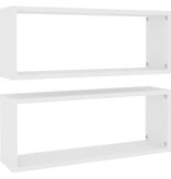 VidaXL Wandschappen kubus 2 st 60x15x23 cm spaanplaat wit