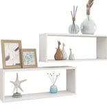 VidaXL Wandschappen kubus 2 st 60x15x23 cm spaanplaat wit