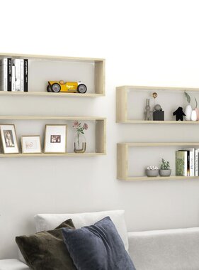 VidaXL Wandschappen kubus 4 st 80x15x26,5 cm bewerkt hout sonoma eiken