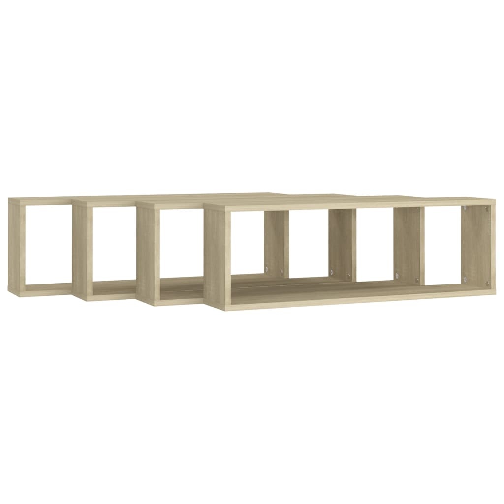 VidaXL Wandschappen kubus 4 st 80x15x26,5 cm bewerkt hout sonoma eiken