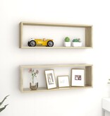 VidaXL Wandschappen kubus 2 st 80x15x26,5 cm spaanplaat sonoma eiken