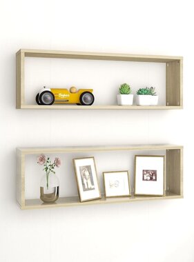 VidaXL Wandschappen kubus 2 st 80x15x26,5 cm spaanplaat sonoma eiken