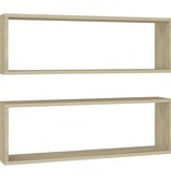 VidaXL Wandschappen kubus 2 st 80x15x26,5 cm spaanplaat sonoma eiken