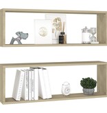 VidaXL Wandschappen kubus 2 st 80x15x26,5 cm spaanplaat sonoma eiken