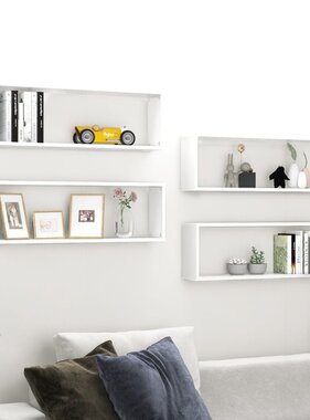 VidaXL Wandschappen kubus 4 st 80x15x26,5 cm bewerkt hout wit