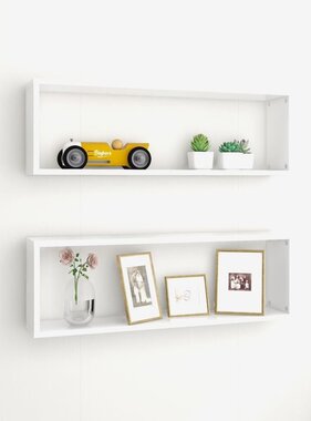 VidaXL Wandschappen kubus 2 st 80x15x26,5 cm bewerkt hout wit