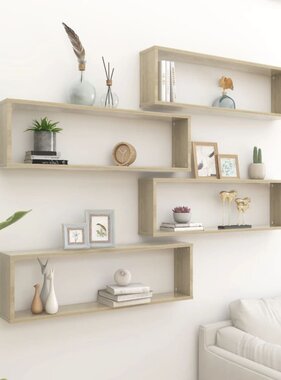 VidaXL Wandschappen kubus 4 st 100x15x30 cm bewerkt hout sonoma eiken