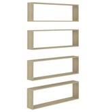 VidaXL Wandschappen kubus 4 st 100x15x30 cm bewerkt hout sonoma eiken