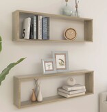 VidaXL Wandschappen kubus 2 st 100x15x30 cm bewerkt hout sonoma eiken