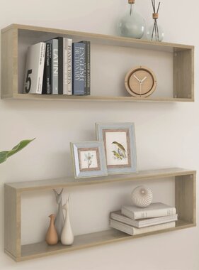 VidaXL Wandschappen kubus 2 st 100x15x30 cm bewerkt hout sonoma eiken