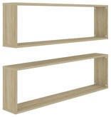 VidaXL Wandschappen kubus 2 st 100x15x30 cm bewerkt hout sonoma eiken