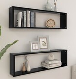 VidaXL Wandschappen kubus 2 st 100x15x30 cm spaanplaat zwart
