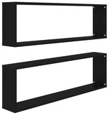 VidaXL Wandschappen kubus 2 st 100x15x30 cm spaanplaat zwart