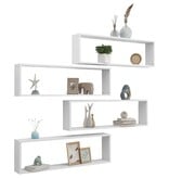 VidaXL Wandschappen kubus 4 st 100x15x30 cm bewerkt hout wit